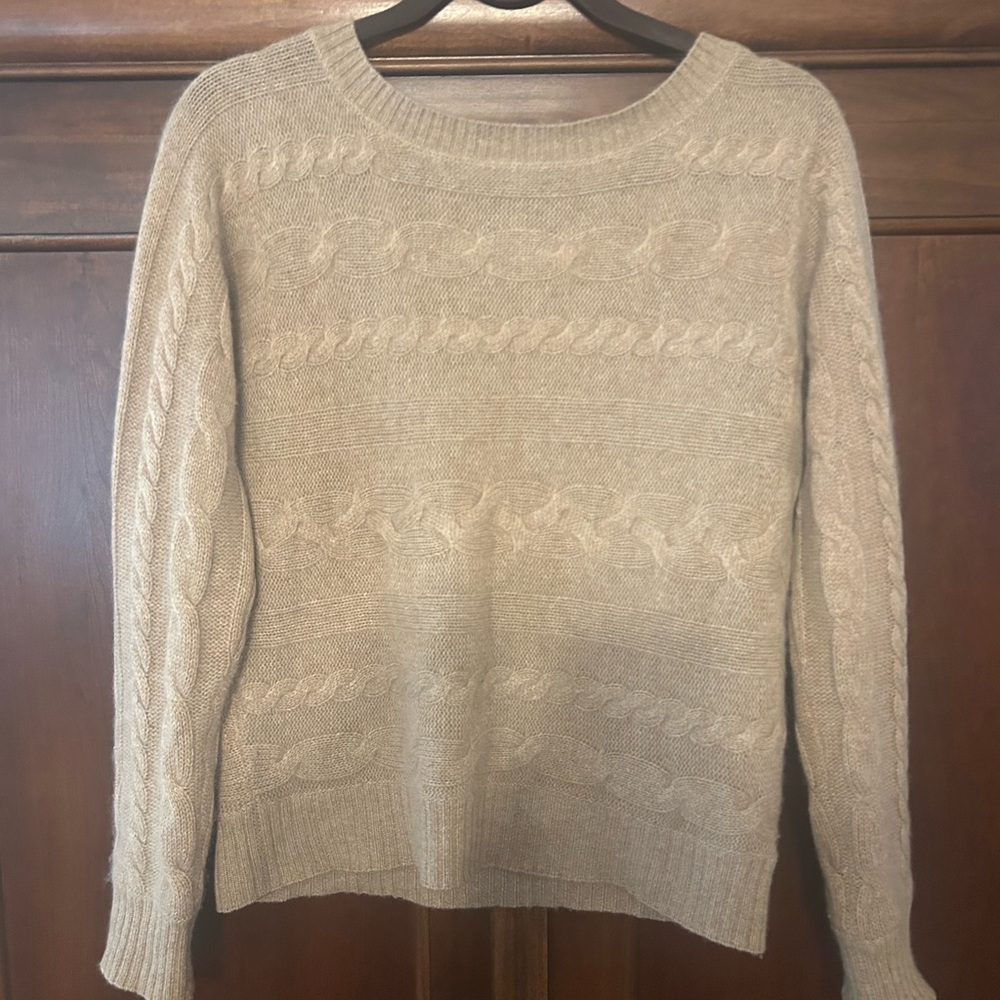 Charter Club Beige Cable Knit Cashmere Sweater